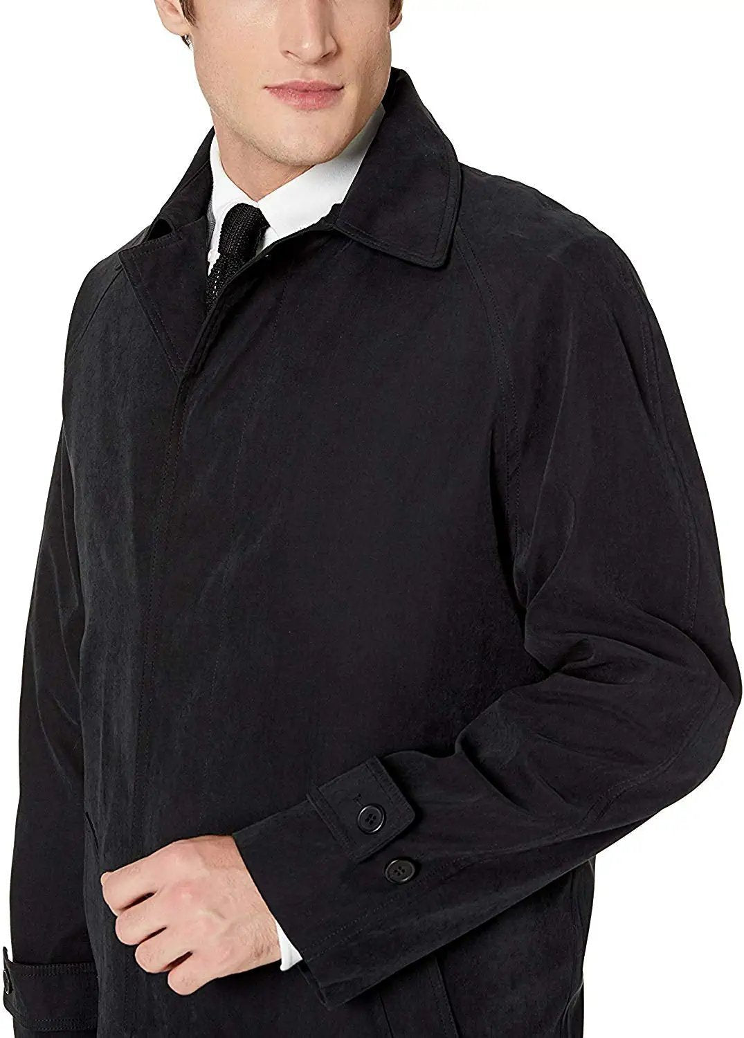 Adam Baker Men's Black & Taupe Single Breasted Full Length Trench Coat All Year Round Raincoat