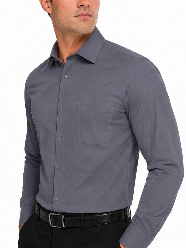 Modena Men's Regular Fit Long Sleeve Solid Dress Shirt
