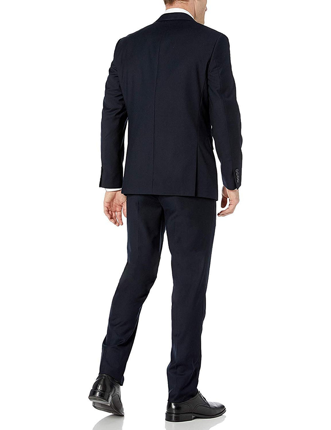 Adam Baker Men's Slim Fit 3-Piece (Jacket, Vets, Trousers) Vested Suit Set - Black & Navy
