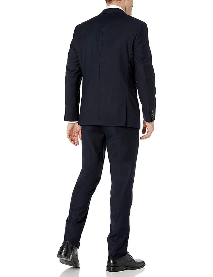 Adam Baker Men's Slim Fit 3-Piece (Jacket, Vets, Trousers) Vested Suit Set - Black & Navy