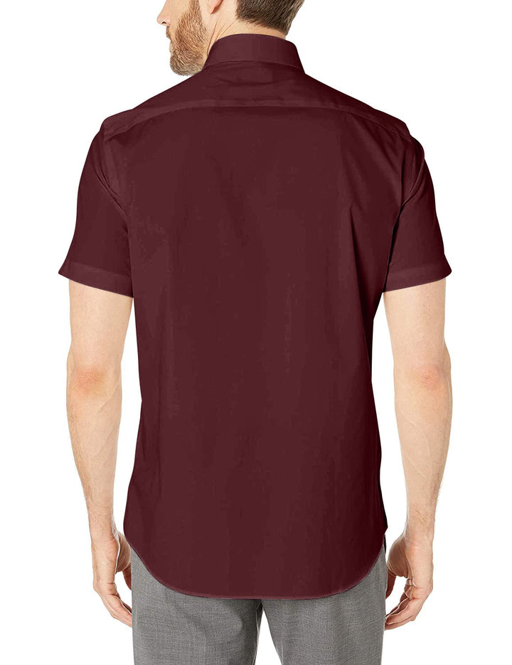 Gentlemens Collection Men's Slim Fit Short Sleeve Easy Care Solid Dress Shirt
