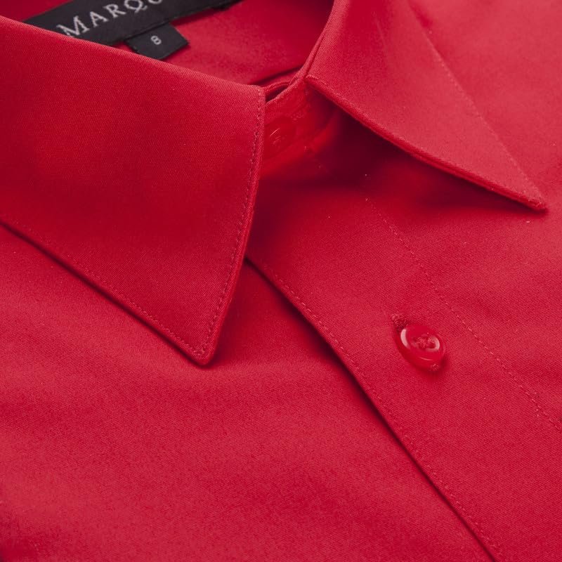 Marquis Boy's Regular Fit Long Sleeve Cotton Blend Solid Dress Shirt