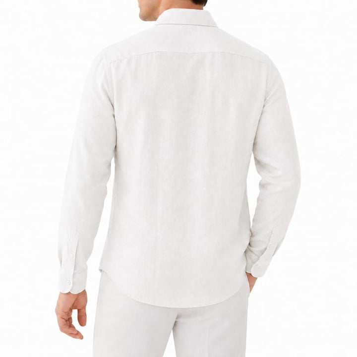 Adam Baker Men's Linen Shirt, Long Sleeve Cotton Linen Casual Shirt, Lightweight Breathable Summer Wedding Vacation Shirt