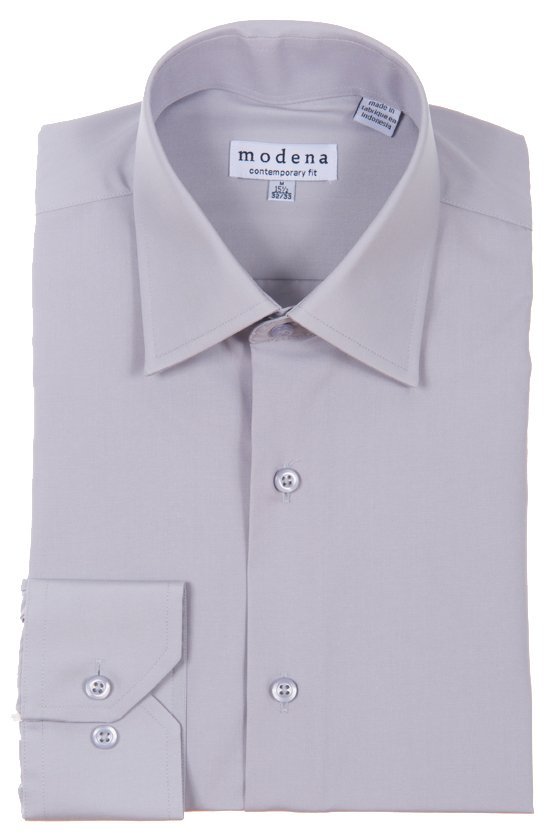 Modena Men’s Contemporary (Slim) Fit Long Sleeve Solid Dress Shirt – Colors