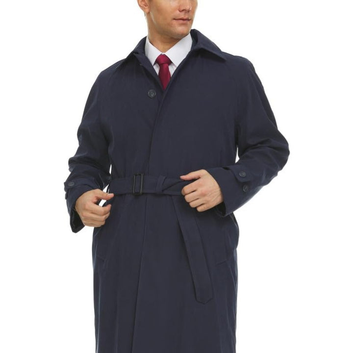Adam Baker Men's Olive & Navy Single Breasted Full Length Trench Coat All Year Round Raincoat
