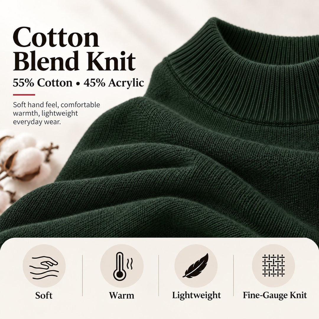 Adam Baker Men's Mock Neck Cotton Blend Knit Pullover Sweater