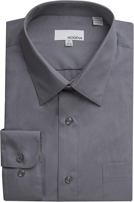 Modena Men’s Regular Fit Long Sleeve Solid Dress Shirt – Colors