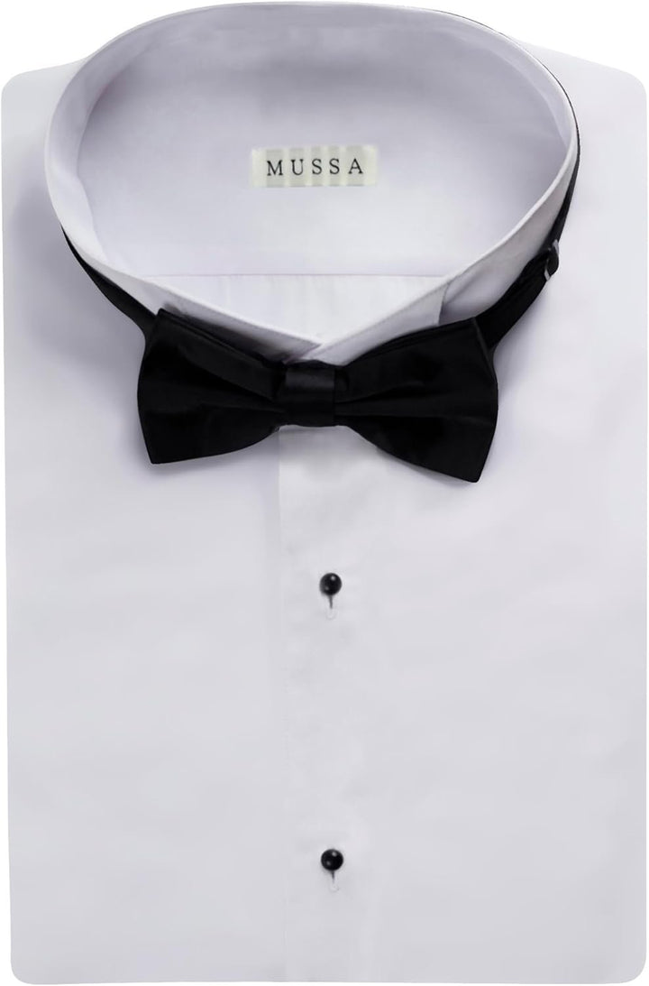 Men's Slim Fit Convertible Cuff Cotton-Blend Laydown & Wingtip Collar Tuxedo Shirt - Cufflinks & Bow Tie Included