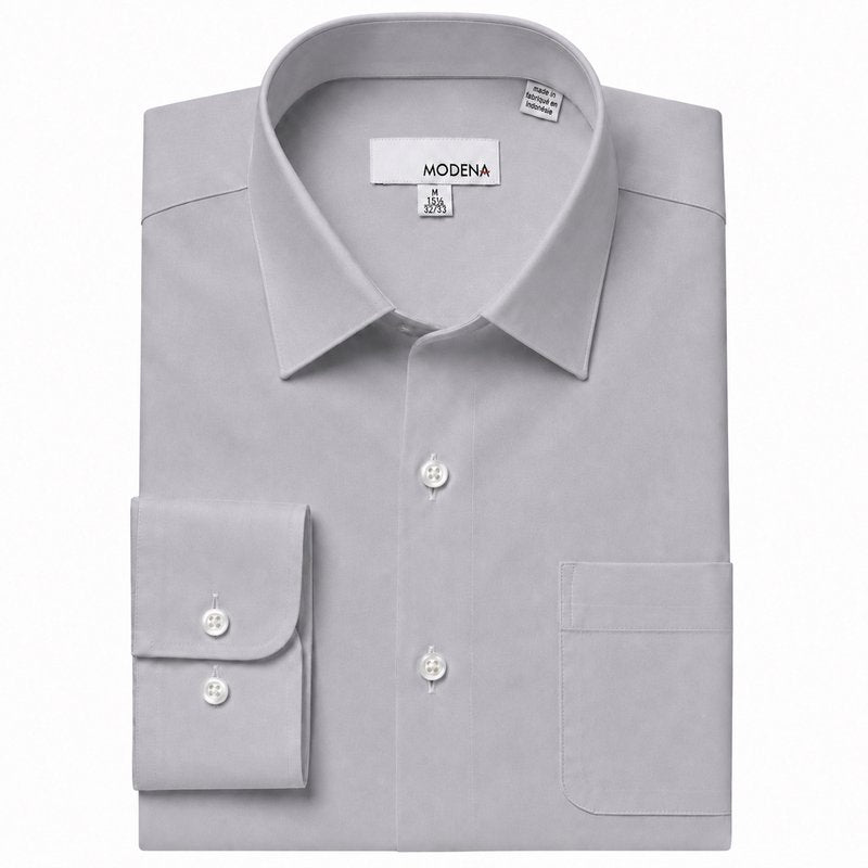 Modena Men's Regular Fit Long Sleeve Solid Dress Shirt