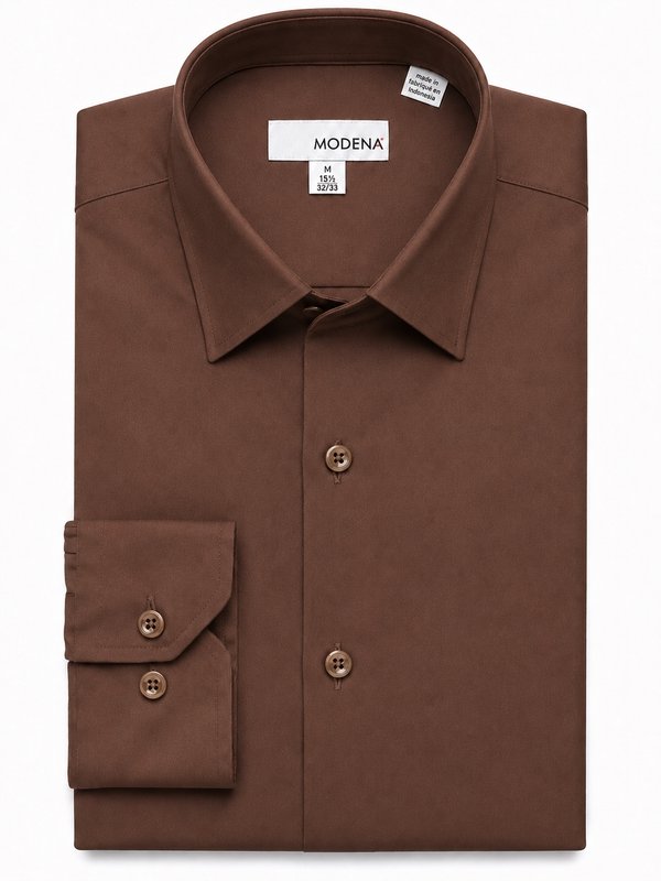 Modena Men’s Contemporary (Slim) Fit Long Sleeve Solid Dress Shirt