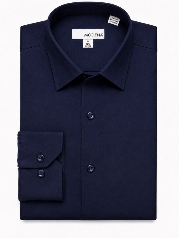 Modena Men’s Contemporary (Slim) Fit Long Sleeve Solid Dress Shirt