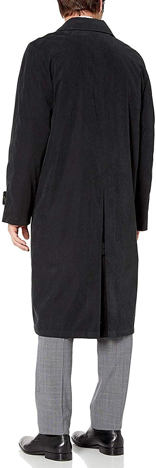 Adam Baker Men's Black & Taupe Single Breasted Full Length Trench Coat All Year Round Raincoat