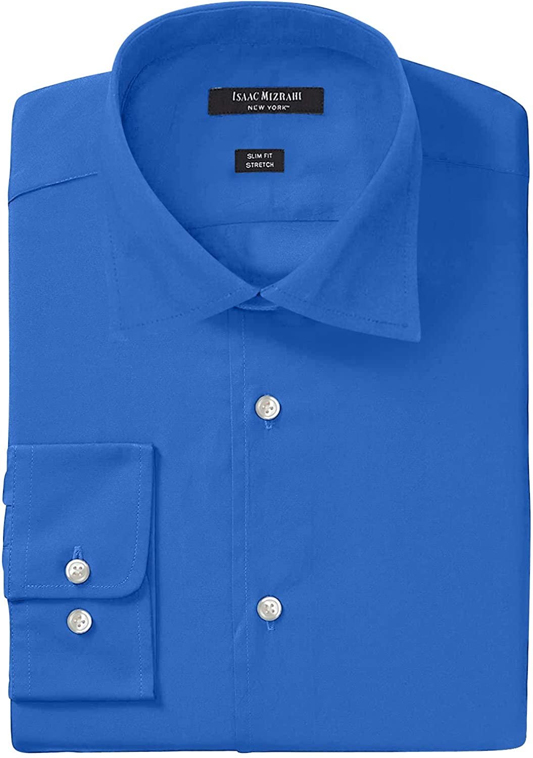 Isaac Mizrahi Men's Slim Fit Solid Broadcloth Cut Away Collar Dress Shirt