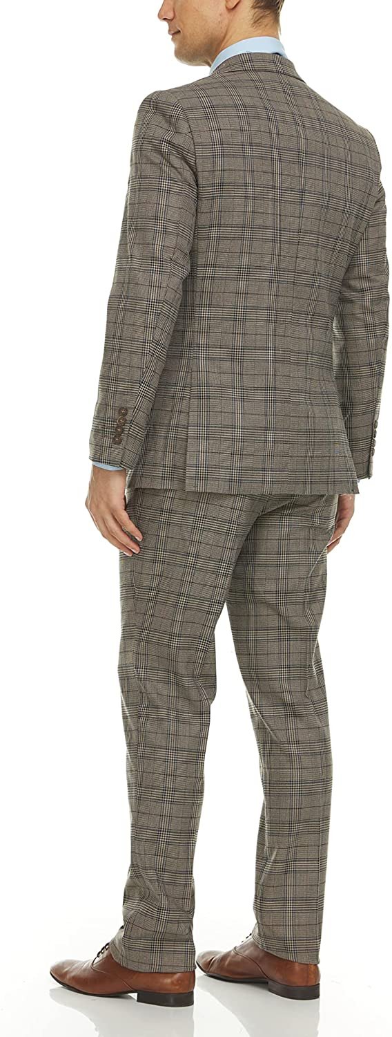 Adam Baker Men's Slim Fit Double Breasted 2-Piece (Jacket & Pants) Suit Set