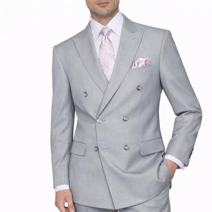 Adam Baker Men's Modern Fit Double Breasted Wool 2-Piece Suit Set | Jacket & Pants