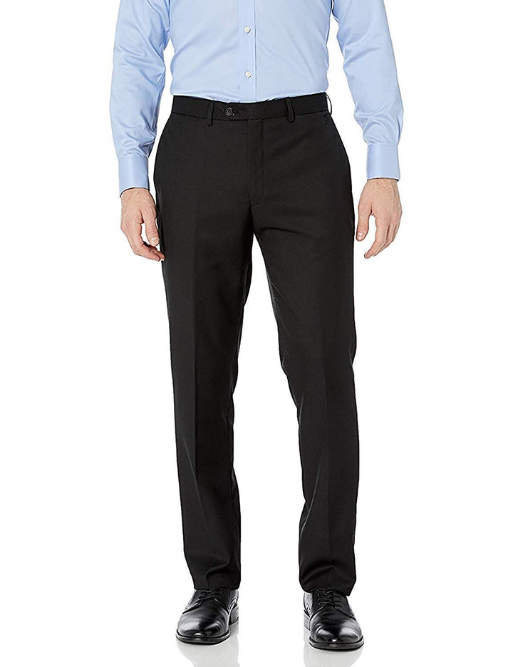 Adam Baker Men's Slim-Fit Flat-Front 100% Wool Dress Pants