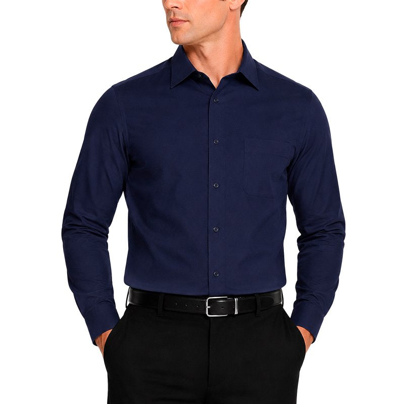 Modena Men's Regular Fit Long Sleeve Solid Dress Shirt