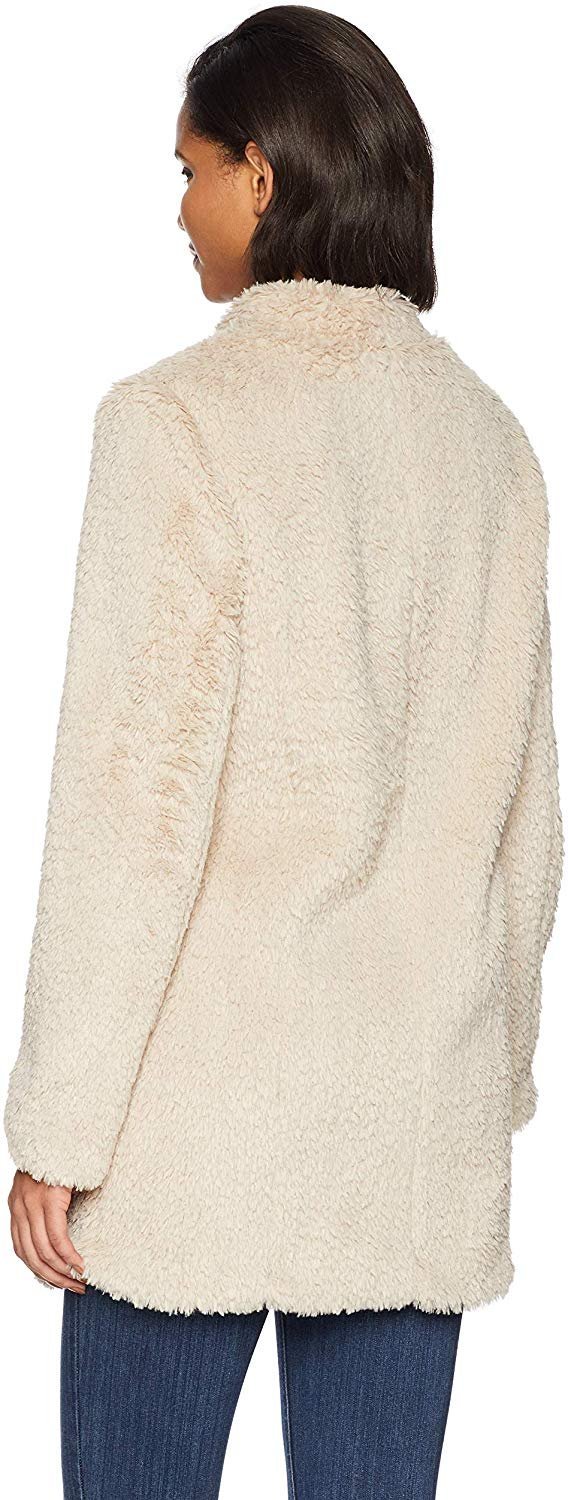 Kenneth Cole New York Women's Mid Length Snap Faux Fur Coat with Texture- CLEARANCE, FINAL SALE!