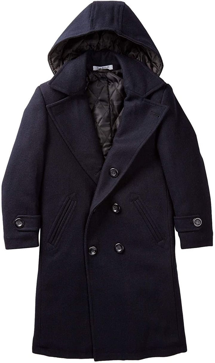 Isaac Mizrahi Boys' Wool-Blend Hooded Winter Dress Coat