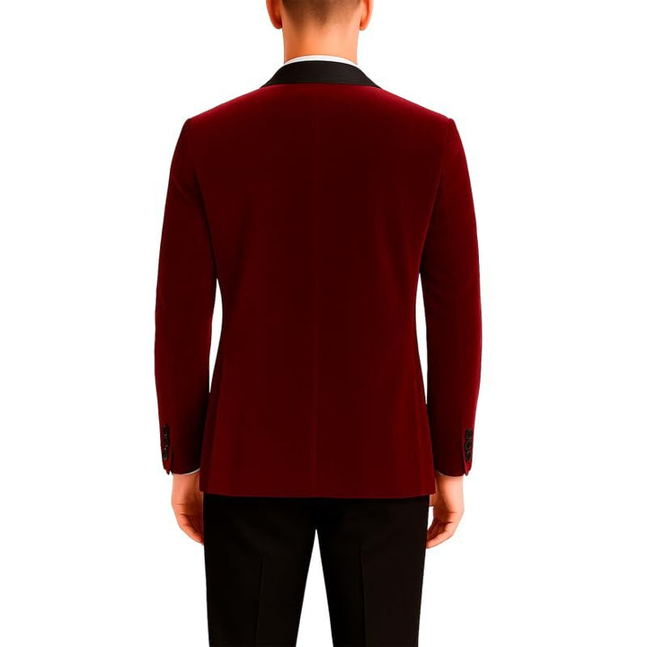 Adam Baker Men's Velvet Dinner Jacket, One Button Tuxedo Blazer with Satin Shawl Collar - Slim Fit for Wedding & Prom