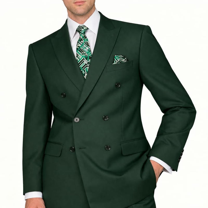 Adam Baker Men's Modern Fit Double Breasted Wool 2-Piece Suit Set | Jacket & Pants