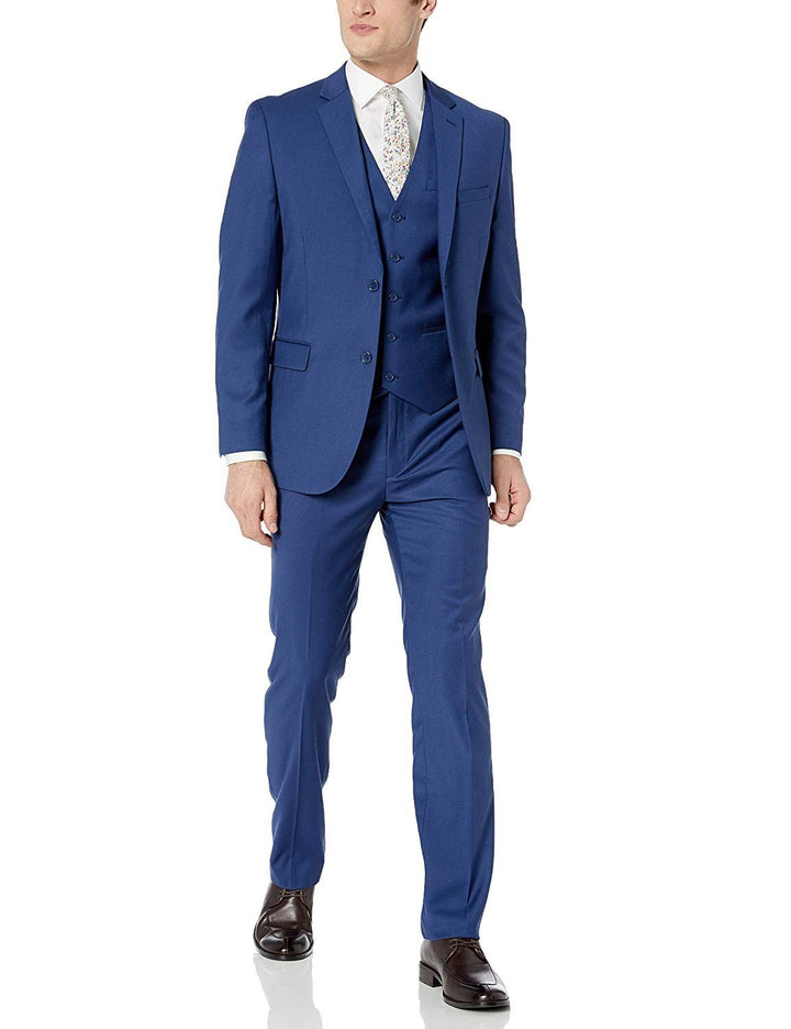 Adam Baker Men's Classic Fit Vested 3-Piece Suit — Jacket, Vest & Trousers | Indigo Blue & Powder Blue