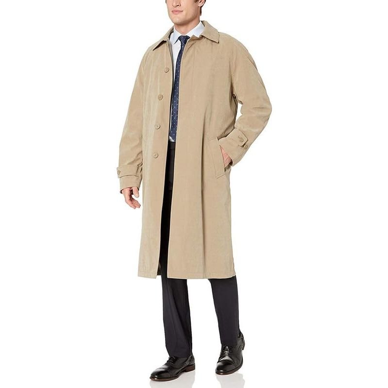 Adam Baker Men's Black & Taupe Single Breasted Full Length Trench Coat All Year Round Raincoat