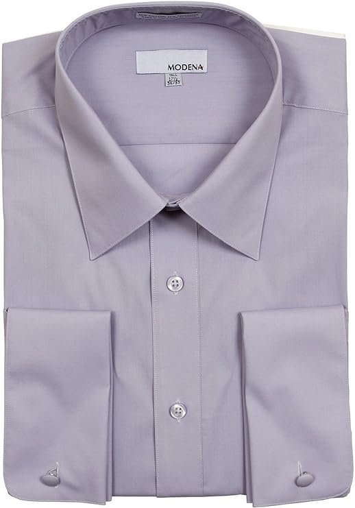 Modena Men’s Regular Fit French Cuff Solid Dress Shirt – Colors