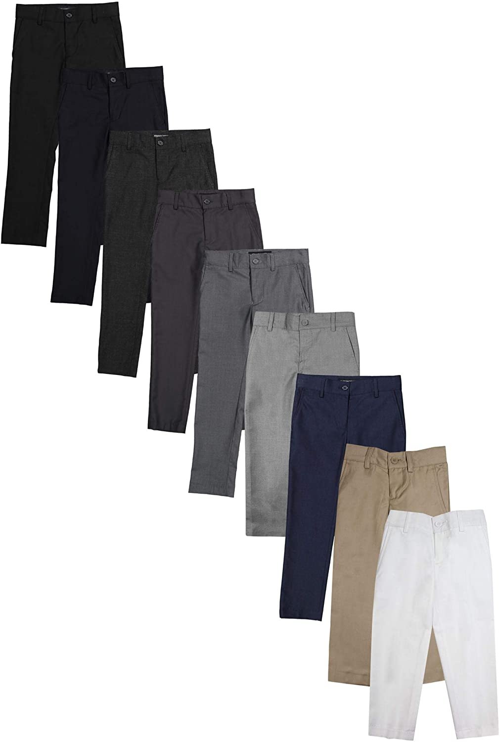 Armando Martillo Boys Flat Front Adjustable Waist Extra Slim Skinny Fit Dress Pants