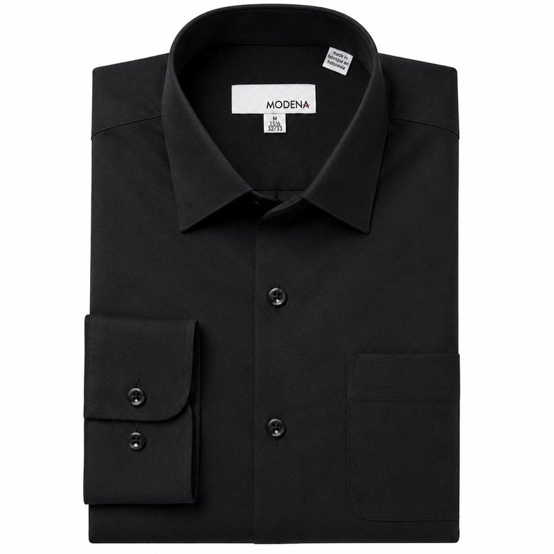 Modena Men's Regular Fit Long Sleeve Solid Dress Shirt
