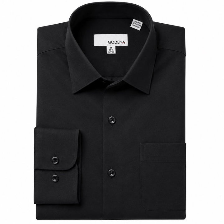 Modena Men's Regular Fit Long Sleeve Solid Dress Shirt
