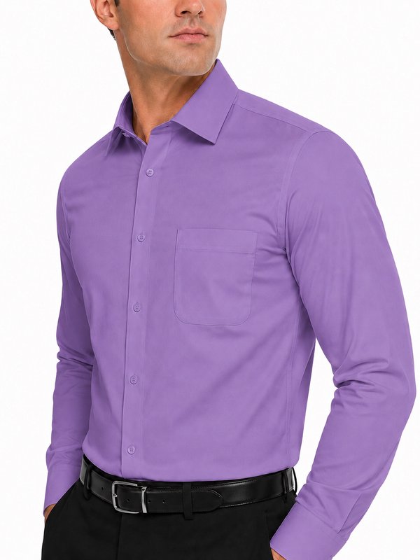 Modena Men's Regular Fit Long Sleeve Solid Dress Shirt