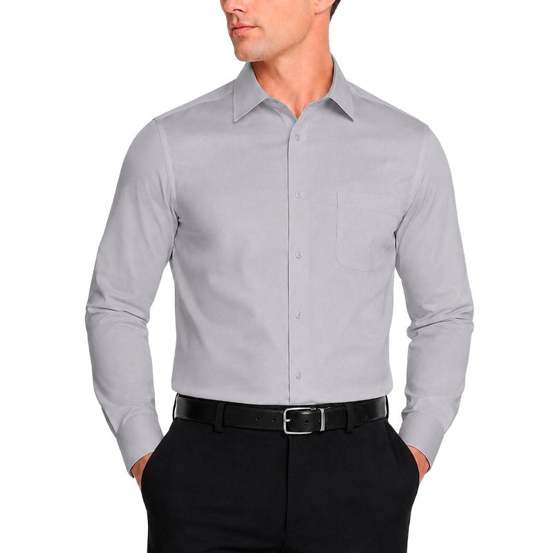 Modena Men's Regular Fit Long Sleeve Solid Dress Shirt