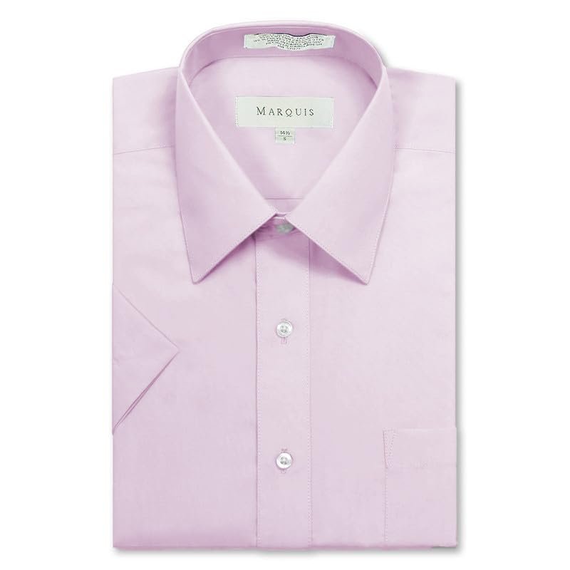 Marquis Men's Classic Fit Short Sleeve Cotton Blend Broadcloth Dress Shirt