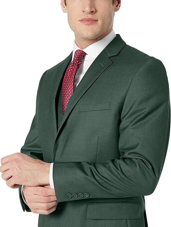 Adam Baker Men's Slim Fit 3-Piece (Jacket, Vets, Trousers) Vested Suit Set - Hunter Green