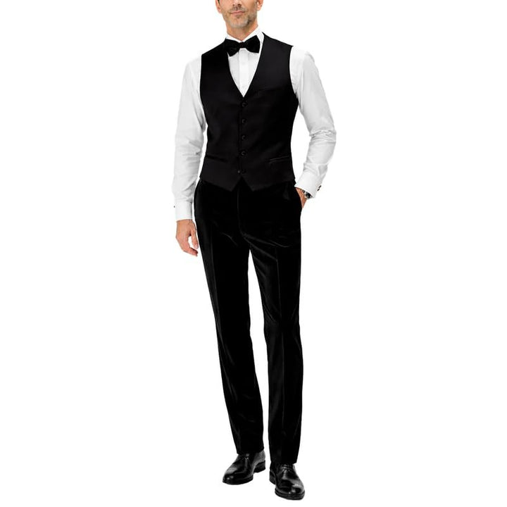 Adam Baker Men's Velvet Tuxedo | Modern Fit Single Breasted Vested Three Piece Tuxedo - Colors