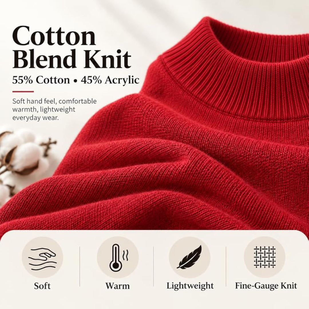 Adam Baker Men's Mock Neck Cotton Blend Knit Pullover Sweater