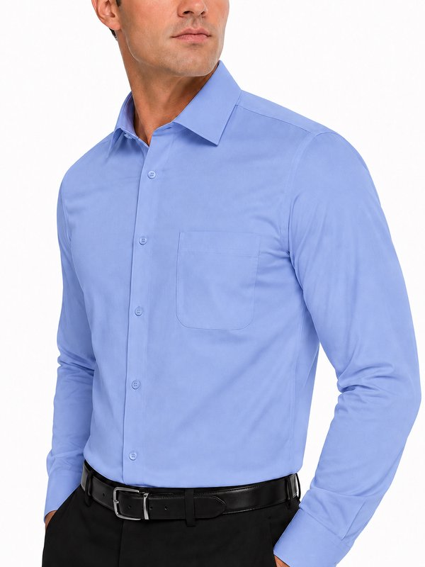Modena Men's Regular Fit Long Sleeve Solid Dress Shirt