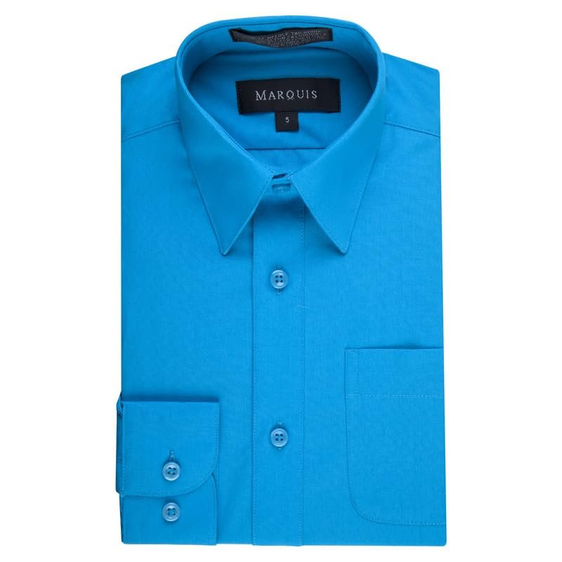 Marquis Boy's Regular Fit Long Sleeve Cotton Blend Solid Dress Shirt