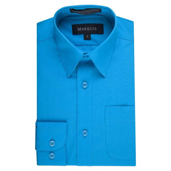 Marquis Boy's Regular Fit Long Sleeve Cotton Blend Solid Dress Shirt