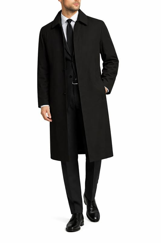 Adam Baker Bergen Men's Trench Coat – Full Length Waterproof Raincoat, Single-Breasted with Zip-Out Liner