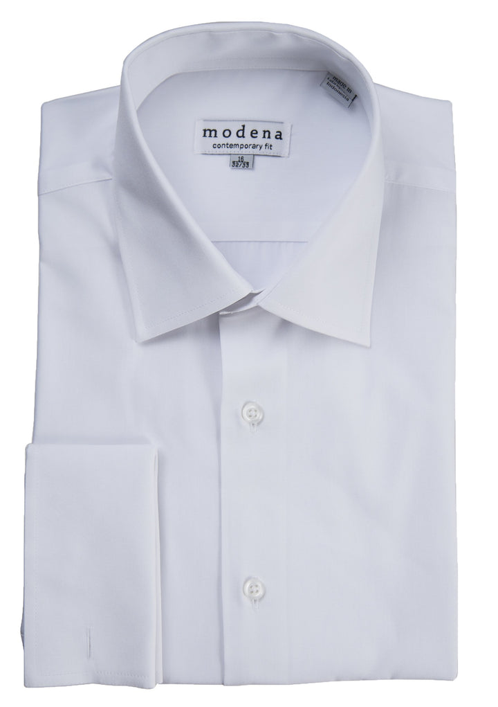 Modena Men’s Contemporary (Slim) Fit French Cuff Solid Dress Shirt – Colors