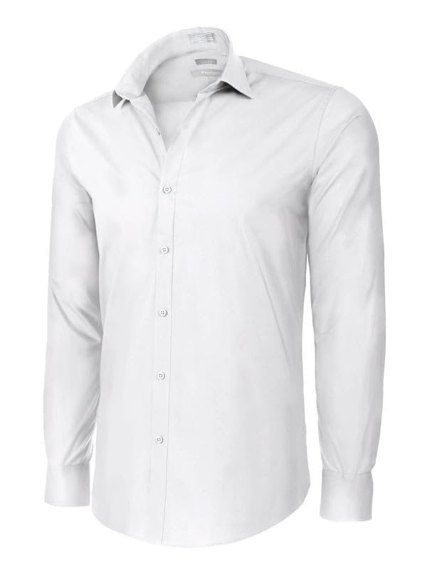 Adam Baker Men's Slim Fit Long Sleeve Stretch Poplin Dress Shirt