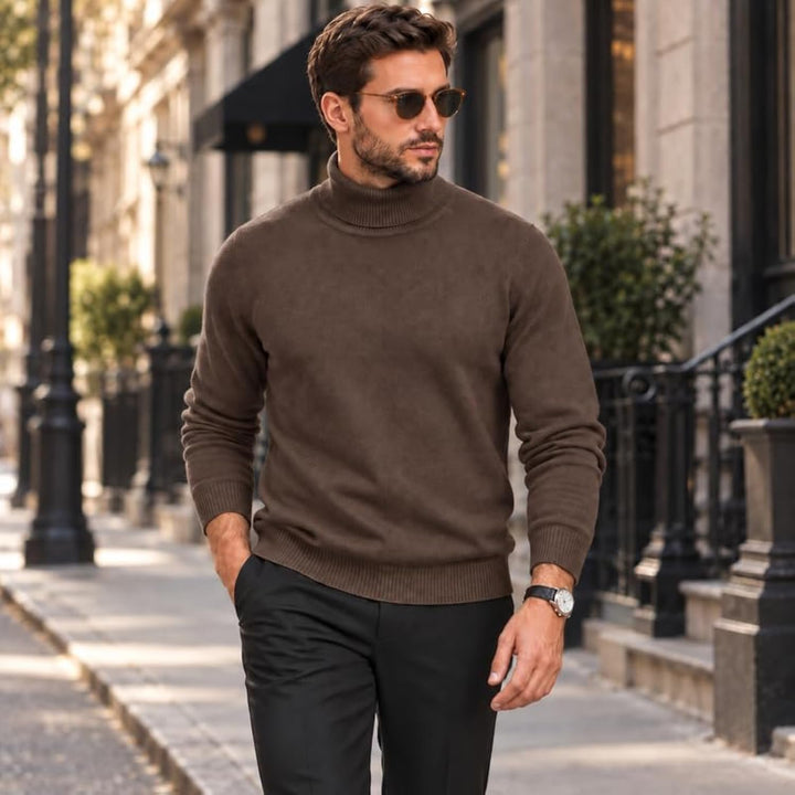 Adam Baker Men's Cotton Blend Turtleneck Sweater, Casual Knitted Pullover Sweater