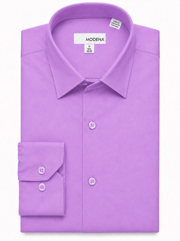 Modena Men's Regular Fit Long Sleeve Solid Dress Shirt