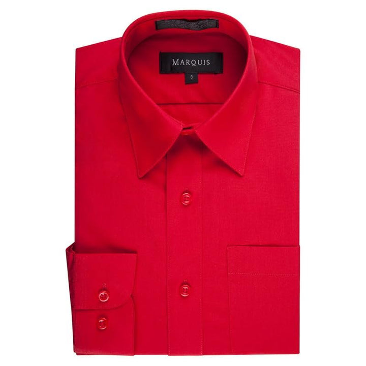 Marquis Boy's Regular Fit Long Sleeve Cotton Blend Solid Dress Shirt