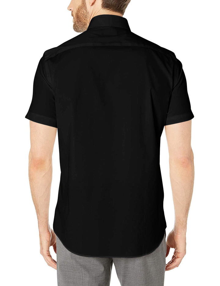 Gentlemens Collection Men's Slim Fit Short Sleeve Easy Care Solid Dress Shirt