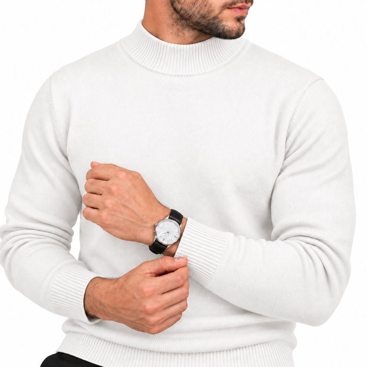 Adam Baker Men's Mock Neck Cotton Blend Knit Pullover Sweater