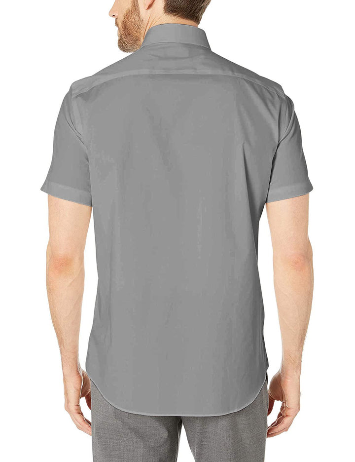 Gentlemens Collection Men's Slim Fit Short Sleeve Easy Care Solid Dress Shirt