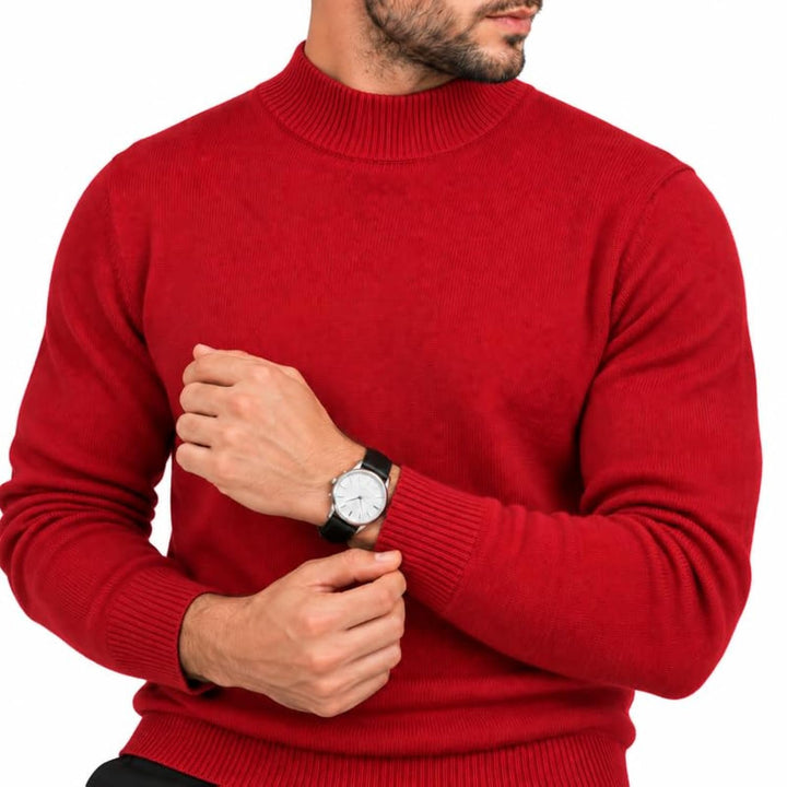Adam Baker Men's Mock Neck Cotton Blend Knit Pullover Sweater